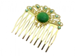 Edler Unikat Haarkamm in grün goldfarben Fächer Haarschmuck goldene Braut Haar Accessoire Geschenkidee Frau - Handarbeit kaufen