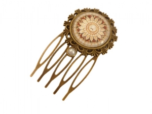 Kleiner Haarkamm mit Perlen Motiv bronzefarben Haar Accessoire für Braut Hochzeit festlicher Haarschmuck - Handarbeit kaufen