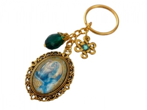 Fantasy Schlüsselanhänger mit Meerjungfrau Motiv gold türkisfarben Geschenkidee für sie kleine Geschenke Freundin - Handarbeit kaufen