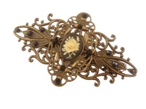 Nostalgische Haarspange mit Kamee Rose schwarz bronzefarben Braut Haarschmuck Hochzeit Accessoire Geschenkidee - Handarbeit kaufen
