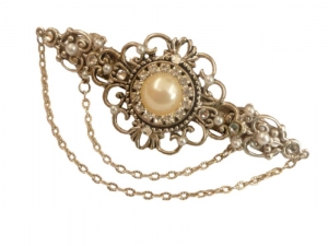 Breite Haarspange mit klarem Strass und Perlen Accessoire Braut Hochzeit glitzer Haarschmuck Antik Stil Haar Accessoire - Handarbeit kaufen