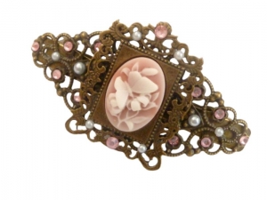 Nostalgische Haarspange mit Schmetterling Kamee rosa bronzefarben Braut Hochzeit Haarschmuck festliches Accessoire - Handarbeit kaufen