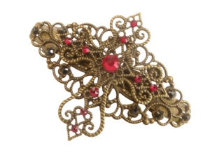 Filigrane Haarspange mit großem Kreuz Ornament rot schwarz bronzefarben Trend Haarschmuck Geschenkidee Frau - Handarbeit kaufen