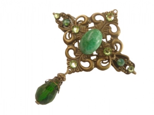 Kleine Haarspange im antik Stil grün bronzefarben Braut Hochzeit festlicher Haarschmuck Geschenkidee Frau Freundin - Handarbeit kaufen
