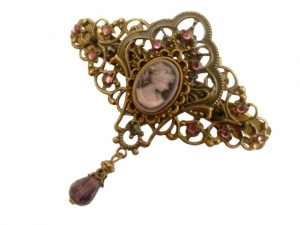 Nostalgische Haarspange mit Kamee in lila bronzefarben antik Stil Haarschmuck Braut Hochzeit festlich Hochsteckfrisur - Handarbeit kaufen