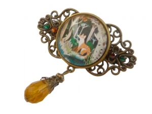 Kleine Haarspange mit Wald und Fuchs Motiv braun bronzefarben Zopf Haarschmuck Jagd Jägerin Geschenkidee - Handarbeit kaufen