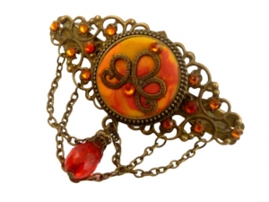 Exklusive Haarspange in rot orange bronzefarben antik Stil Haarschmuck Braut Hochzeit festliches Haar Accessoire - Handarbeit kaufen