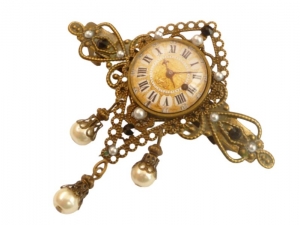Exklusive Haarspange mit Uhr Motiv Steampunk Stil Haarschmuck bronzefarben Perlen Braut Hochzeit festlich originell - Handarbeit kaufen