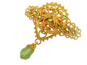 Kleine Haarspange mit Tropfen Ornament grün goldfarben Braut Hochzeit festlicher Haarschmuck Unikat Geschenkidee Frau - Handarbeit kaufen