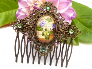 Nostalgischer Haarkamm mit Blüten Motiv Maße 6,3 L x 5,7 B cm bronzefarben Braut Hochzeit Hochsteckfrisur Haarschmuck - Handarbeit kaufen