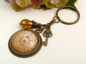 Maritimer Schlüsselanhänger mit Kompass Motiv braun bronzefarben Seefahrer Mann Geschenkidee für sie und ihn - Handarbeit kaufen