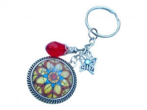 Edler Schlüsselanhänger mit Mandala Motiv rot bronzefarben Geschenkidee beste Freundin kleine Geschenke - Handarbeit kaufen