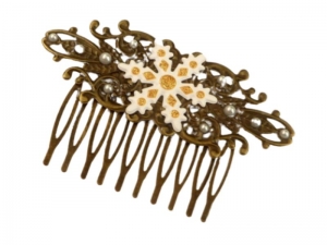 Unikat Haarkamm mit Schneeflocke giltzergold weiß bronze Winter Kollektion Weihnachtsgeschenk Mädchen - Handarbeit kaufen