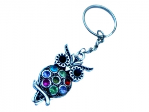Edler Schlüsselanhänger mit bunter Eule silberfarben Accessoire Mädchen kleine Geschenke Weihnachtsgeschenk - Handarbeit kaufen