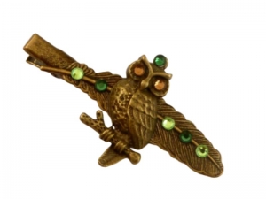 Schicker Haarclip mit Eule grün bronzefarben Wald Tiere Geschenkidee Mädchen Weihnachtsgeschenk Accessoire Haarschmuck - Handarbeit kaufen