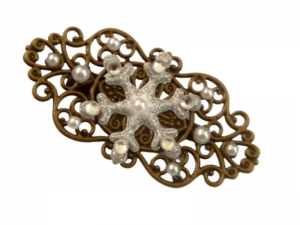 Kleiner Haarclip mit Schneeflocke silber weiß bronze Winter Kollektion Weihnachtsgeschenk Advent - Handarbeit kaufen