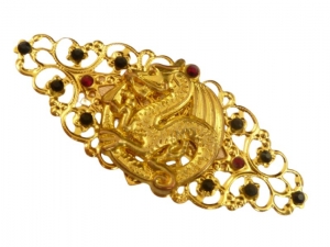 Großer Haarclip mit Drachen Emblem goldfarben Mittelalter LARP Haarschmuck Cosplay Geschenkidee Mädchen - Handarbeit kaufen