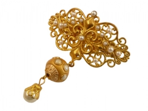 Exklusive kleine Haarspange mit Kashmiri Perle gold weiß Braut Hochzeit festlicher Haarschmuck Geschenkidee für sie - Handarbeit kaufen