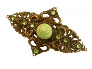 Kleine Haarspange mit Schmuckstein grün bronzefarben festlicher Haarschmuck filigrane Ornamente Geschenkidee Frau Freundin - Handarbeit kaufen