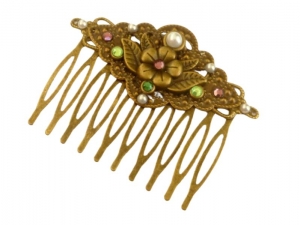 Nostalgischer Haarkamm mit Blüten Ornament bronzefarben festlicher Haarschmuck Geschenkidee Frau Freundin - Handarbeit kaufen