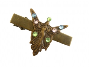 Edler Haarclip mit Nostalgie Elfe bunt bronzefarben für Schals Revers an Jacken oder Taschen Geschenkidee Mädchen