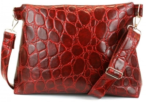 Handtasche ♥ CROCO RED ♥, Designertasche, Umhängetasche, Schultertasche, Crocotasche
