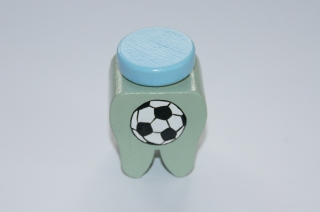 Zahndose mit Korkstopfen aus Buchenholz handbemalt Motiv Fußball