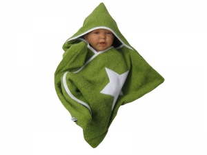 stern star baby wrap kapuzenhandtuch wickeltuch bademantel badetuch frottee grün - Handarbeit kaufen