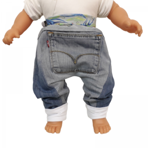 recycling jeans baby mitwachshose ca. gr. 62 bis ca. gr. 80 unikat 