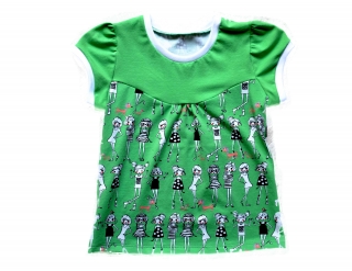 T-Shirt Fashion-Girls grün mit gerafften Ärmelchen Gr. 122