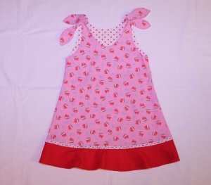 Luftiges Sommerkleid Gr. 98/104 rosa mit Fliegenpilzen - Handarbeit kaufen