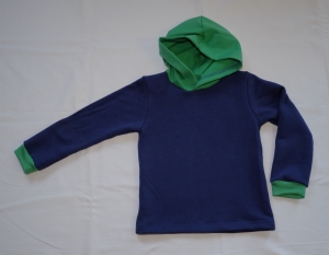Hoodie Gr. 110/116 Sweater Baumwolle blau-grün - Handarbeit kaufen