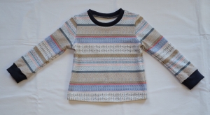 Sweatshirt Gr. 98/104 Sweater Baumwolle natur-blau-rot - Handarbeit kaufen
