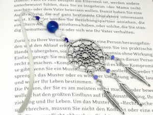 Lesezeichen versilbert Traumfänger Boho Feder Perlen Buchzeichen Bucheinleger Geschenk - Handarbeit kaufen