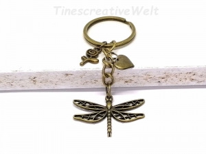 Schlüsselanhänger, Libelle, Herz, Blume, Rose, Taschenanhänger, Geschenk für Frauen - Handarbeit kaufen