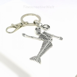 Meerjungfrau, Skelett, personalisiert, beweglich, Taschenanhänger, Geschenk