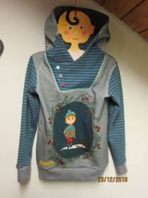 Winter Hoody Sweatshirt Jacke in Öko Baumwolle Größe 110 Schlupf Hoodie Winter Motive Buben mit Schlitten und Katze