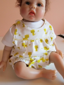 Sommer Ärmloses Baby Body mit gelbe Katzen Motif organischer Jersey Gr 74.