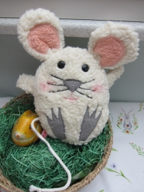 Überraschungs Ei mal was anders Stoffhase Mäuschen im Ei  Ostern, Frühling, Pluschmaus, Maus im Ei, 15 x 19 cm