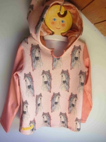 Pferde Traum Baby Hoody Sweatshirt in Öko Sweat Pullover mit Kapuze  Größe 122,  Schlupf Hoodie Herbstfarben. 