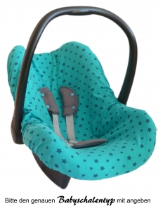 Babyschalenbezug Sterne Türkisgrün - viele Schalentypen