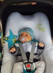 Babyschalenbezug Frottee Sterne und Name - viele Farben