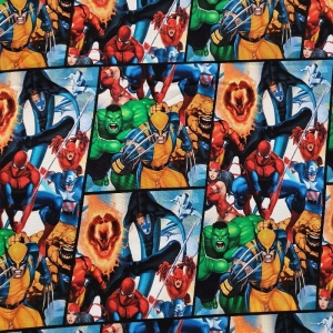 Superhelden Stoff - Sommersweat - Kinderstoff - Hero Spiderman Hulk Iron Man & Co