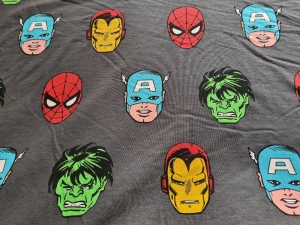 Avengers Stoff - Sommersweat - Kinderstoff - Spiderman Hulk & Superhelden 