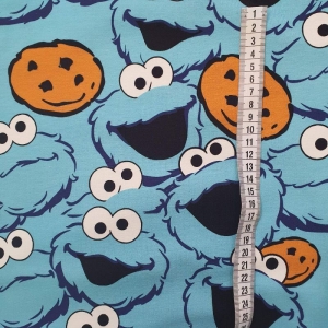 Krümelmonster Stoff - Sweatstoff - Kinderstoff Sesamstraße Cookies Monster blau Kekse