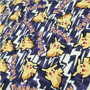 Pokemon Stoff - Sommersweat - Kinderstoff - Pikachu lila