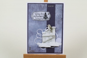 schöne Weihnachtskarte in aufwändiger Handarbeit hergestellt: Vögelchen - Handarbeit kaufen