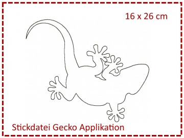 Gecko Applikation 16x26 Stickdatei