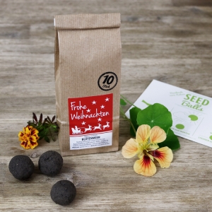 Weihnachts-Edition - 10er Packung 'Blütenmeer’ Seedbombs | Geschenkidee zu Weihnachten | Blumen-Seedbombs mit Weihnachtsgrüßen