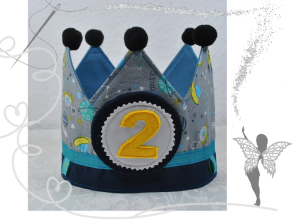Handgemachte Geburtstagskrone für kleine Prinzen ,mit Zahlen von 1-6   - Handarbeit kaufen